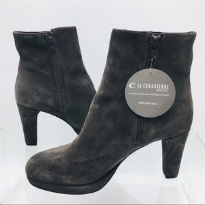 La CANADIENNE Dark Brown Suede Ankle Booties